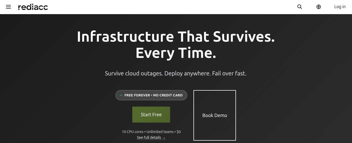 Rediacc login page - always-on infrastructure