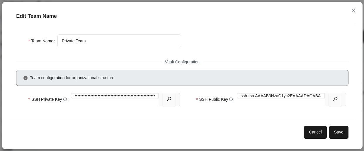Team editing form - blue info message