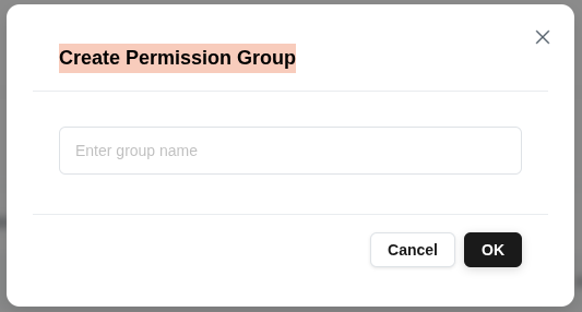 Permission group creation form