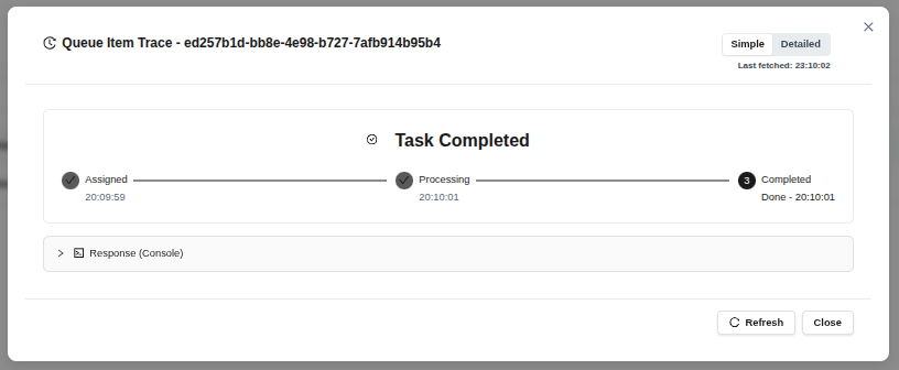 Machine creation completed - task tracking window