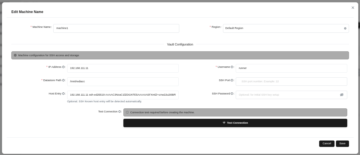 Machine editing form