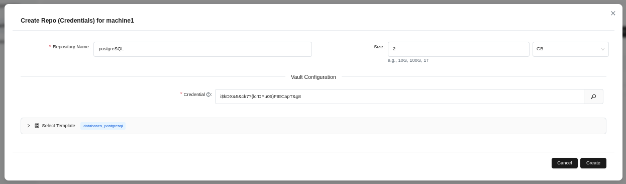 Repository creation form