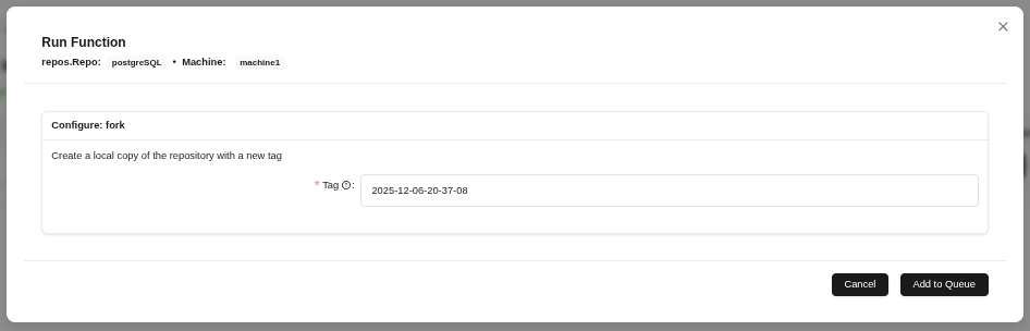 Fork configuration form