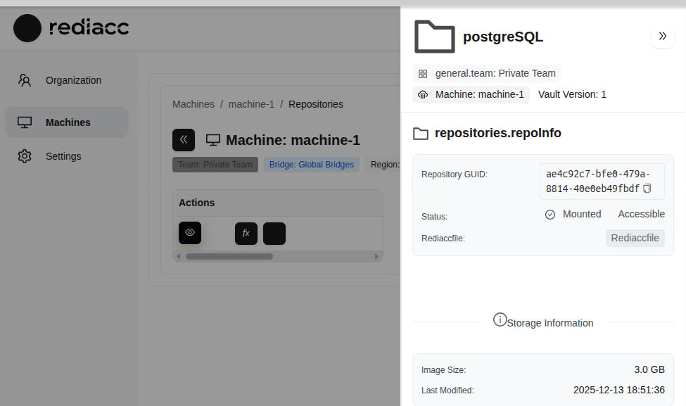 Repository detail panel